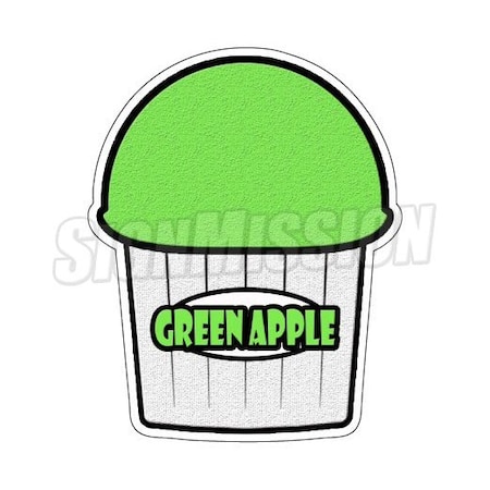 Signmission GREEN APPLE FLAVOR Italian Iceshaved ice cart trailer stand sticker, D-DC-36-Green Apple Flavor D-DC-36-Green Apple Flavor